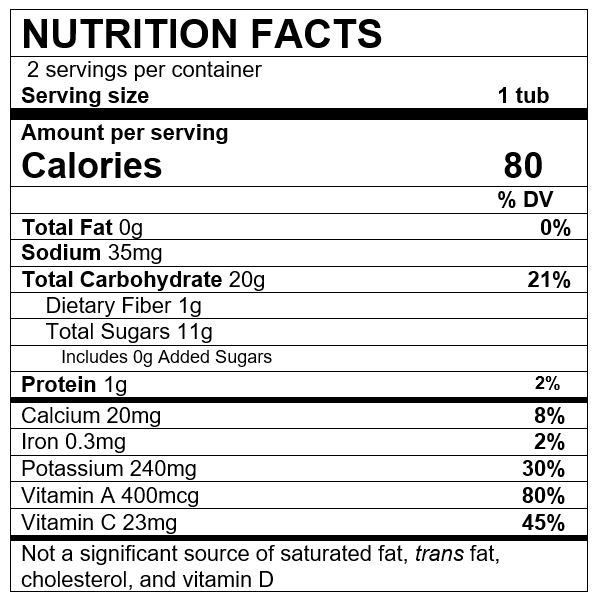 Nutrition Facts Sweet Potato Mango Kale